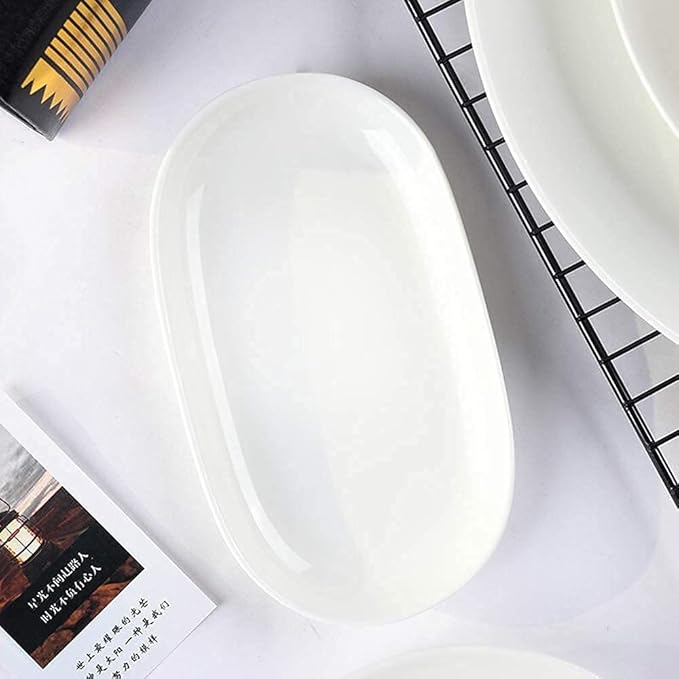 Pure White Porcelain Dinnerware Set Tableware Set Stoneware Dish Dinner Plates Dinner Set Dinner Service For1/2/4/10/16 People (White 8 Pcs(1 Set))